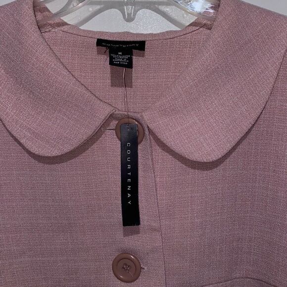 Courtenay Women's Pink 3/4‎ Sleeve Three Button Tweed Blazer Jacket Medium NWT - Picture 6 of 9